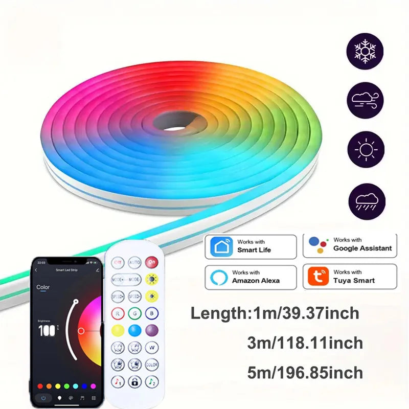 Smart RGB Neon LED Strip – WiFi App Controlled Light for Home Gaming Decor
