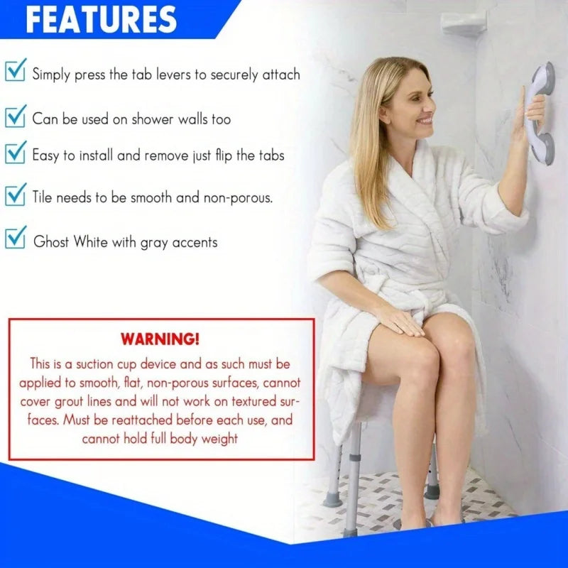 Suction Cup Grab Bar – Heavy Duty Safety Handle for Bathroom Shower Support
