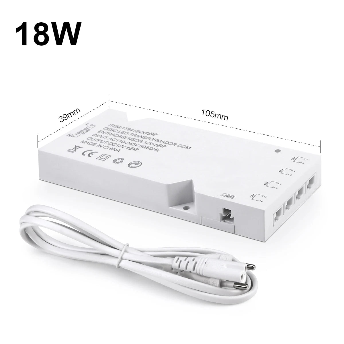 LED Transformer Power Adapter – Multi-Port Driver for Cabinet Lighting