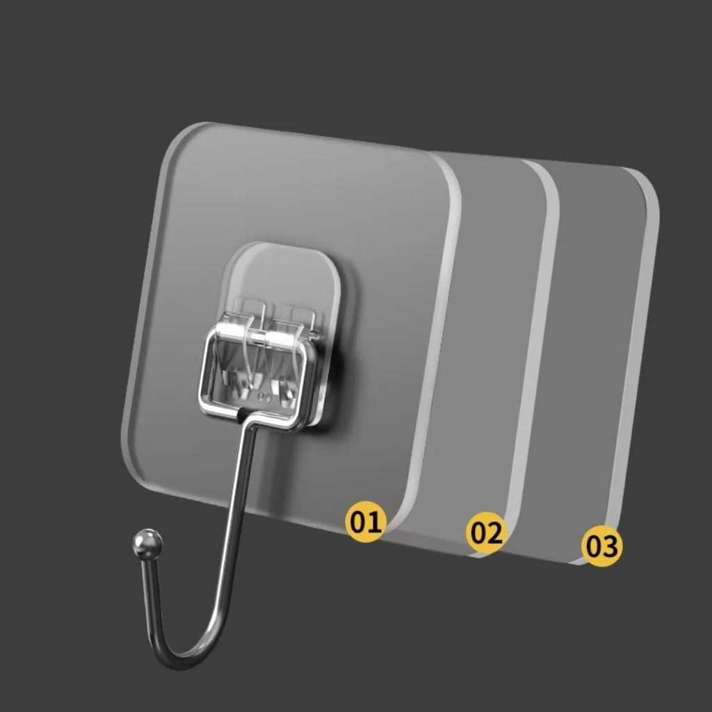 Transparent Adhesive Hooks – Heavy Duty Acrylic for Kitchen and Bathroom Wall