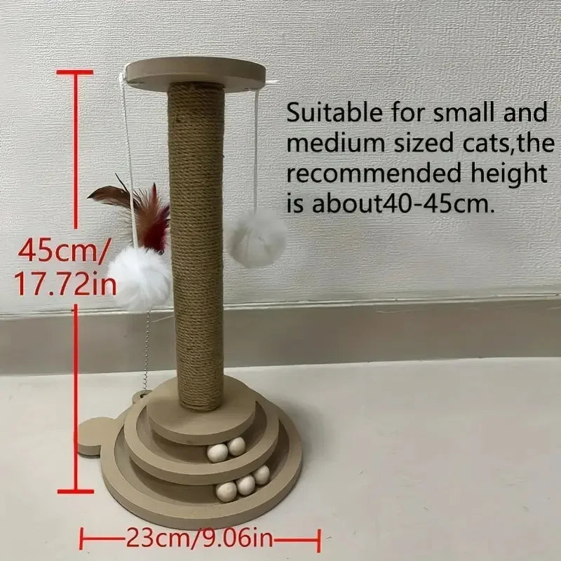 Interactive Wood Cat Turntable – Sisal Scratching Toy for Pet Play