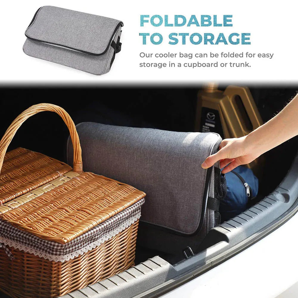 35L Collapsible Insulated Cooler Bag – Large Picnic Box for Outdoor Camping BBQ
