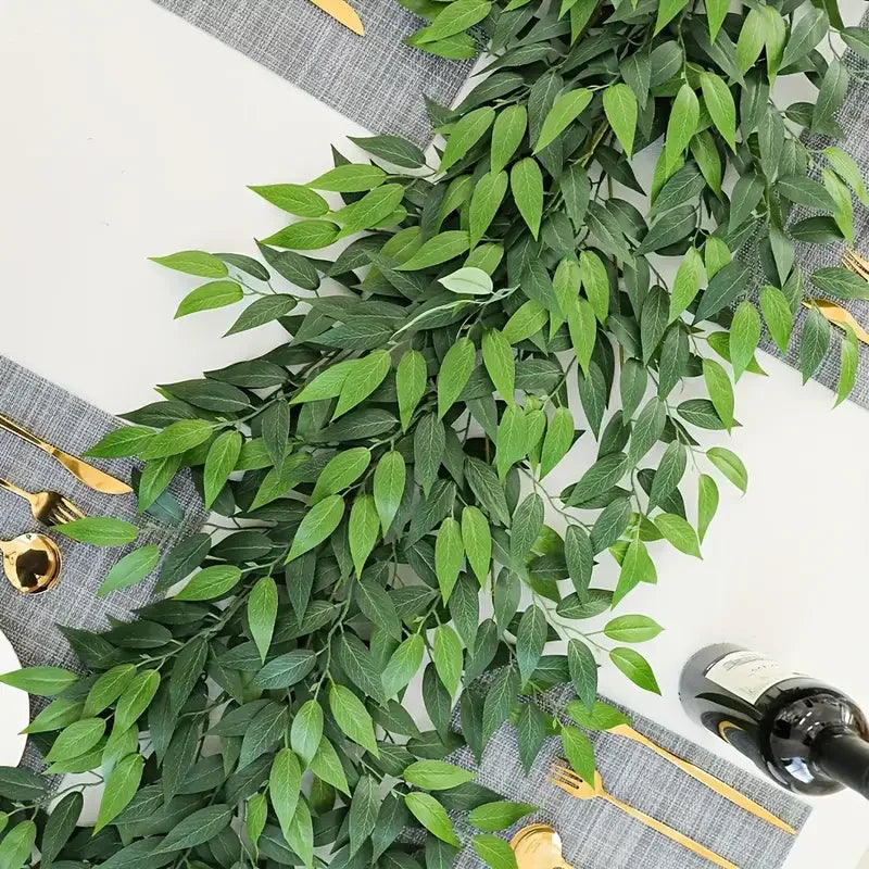 Artificial Italian Ruscus Garland – Silk Willow Ivy Leaves for Wedding Decor