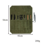 Waxed Canvas Knife Roll Bag – Portable Chef Storage for Camping and BBQ