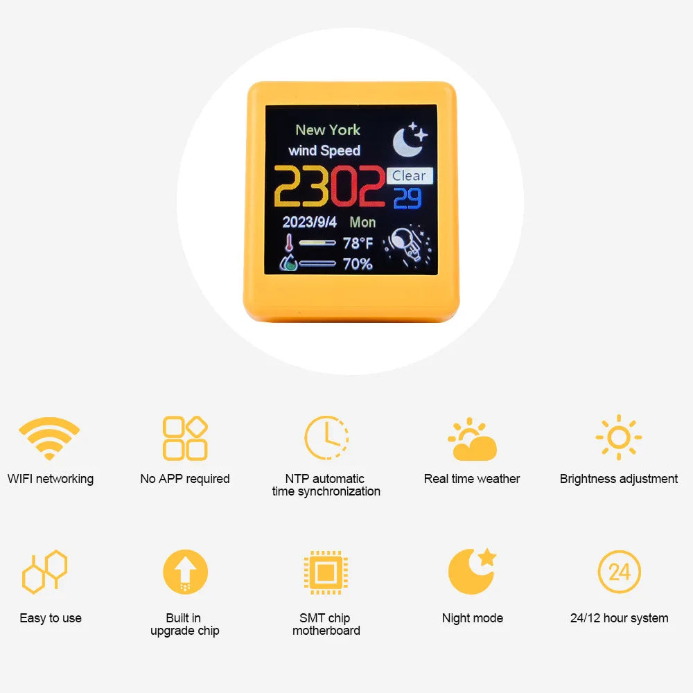Smart WiFi Weather Station – Portable Digital Temperature Display for Desktop