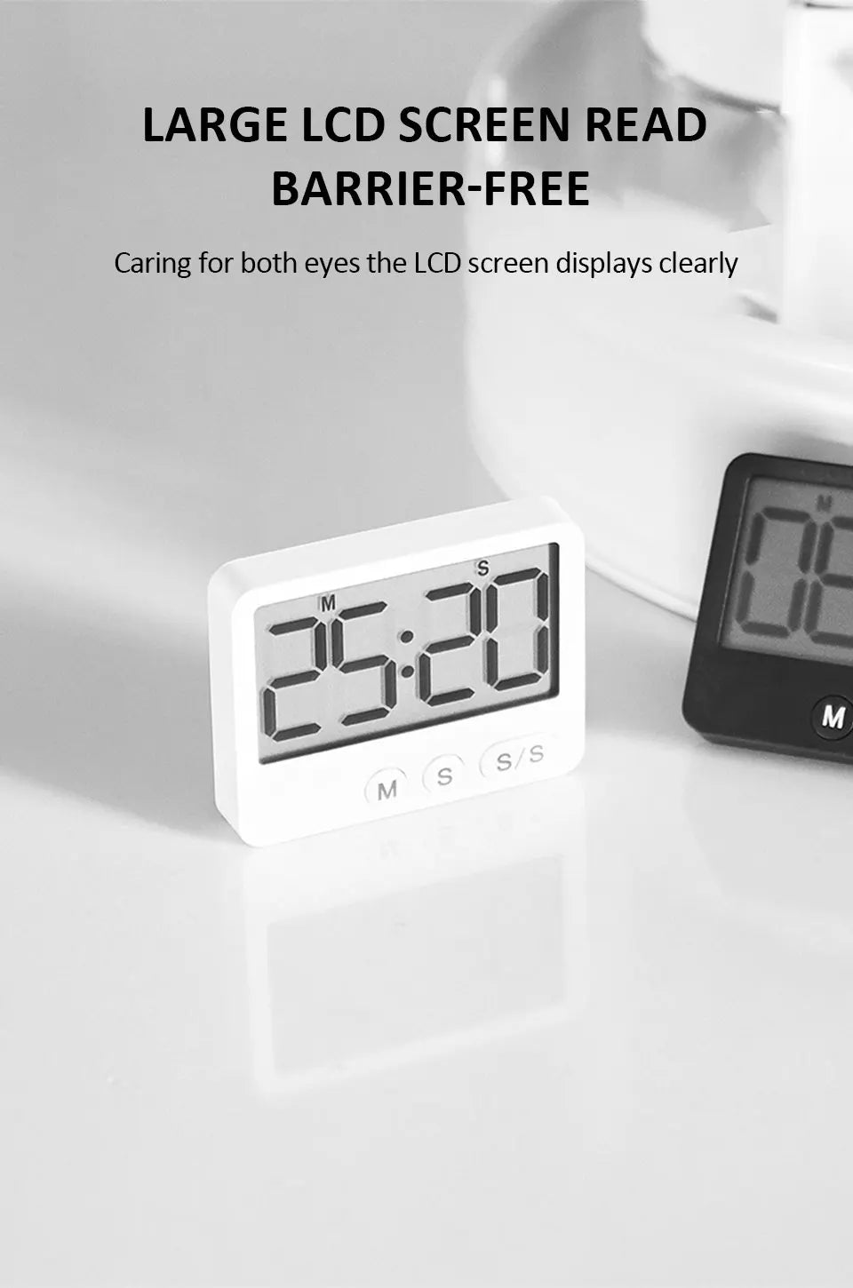 Digital Magnetic Countdown Timer – Large LCD Display for Kitchen and Study