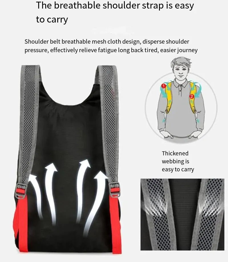 Folding Nylon Backpack – Lightweight Waterproof Bag for Camping and Hiking