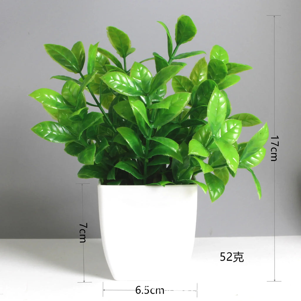 Artificial Potted Bonsai Tree – Realistic Green Plant for Home Office Decor