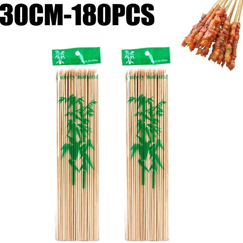Natural Bamboo Skewers – Disposable Sticks for Grilling and BBQ Appetizers