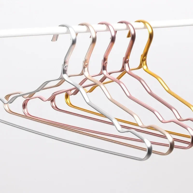 Golden Aluminum Alloy Coat Hangers – Durable Wardrobe Storage Organizer