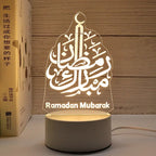 Acrylic LED Night Light – Eid Mubarak Ornament for Ramadan Home Decor