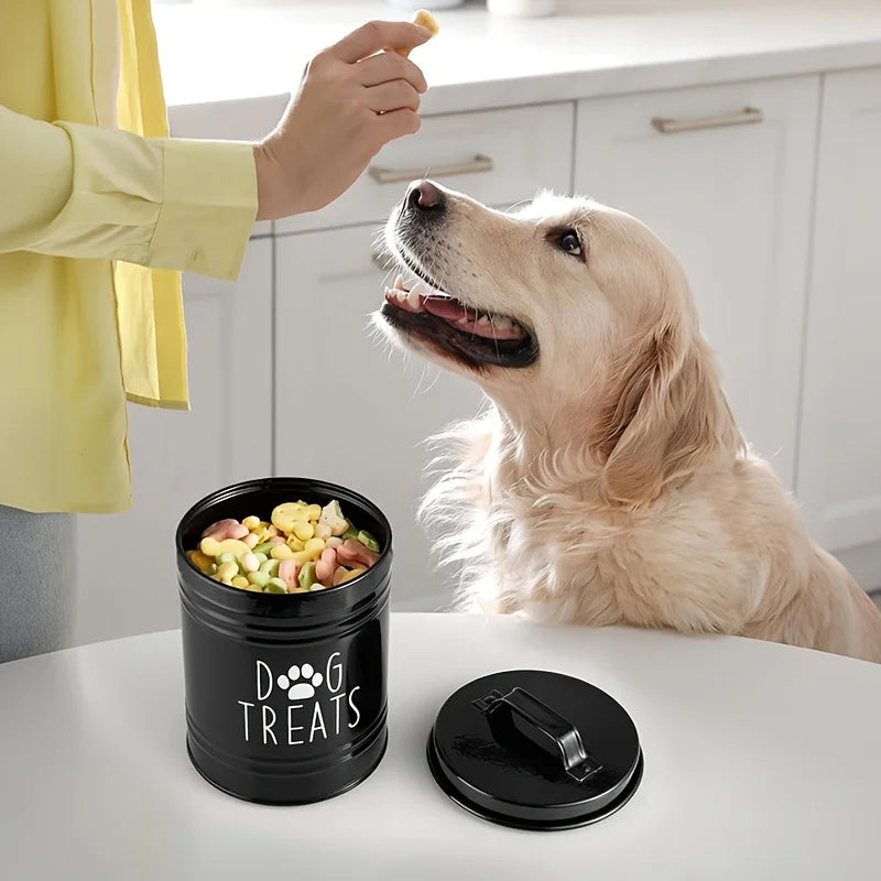 Metal Pet Treat Container – Airtight Food Storage Jar for Dogs and Cats