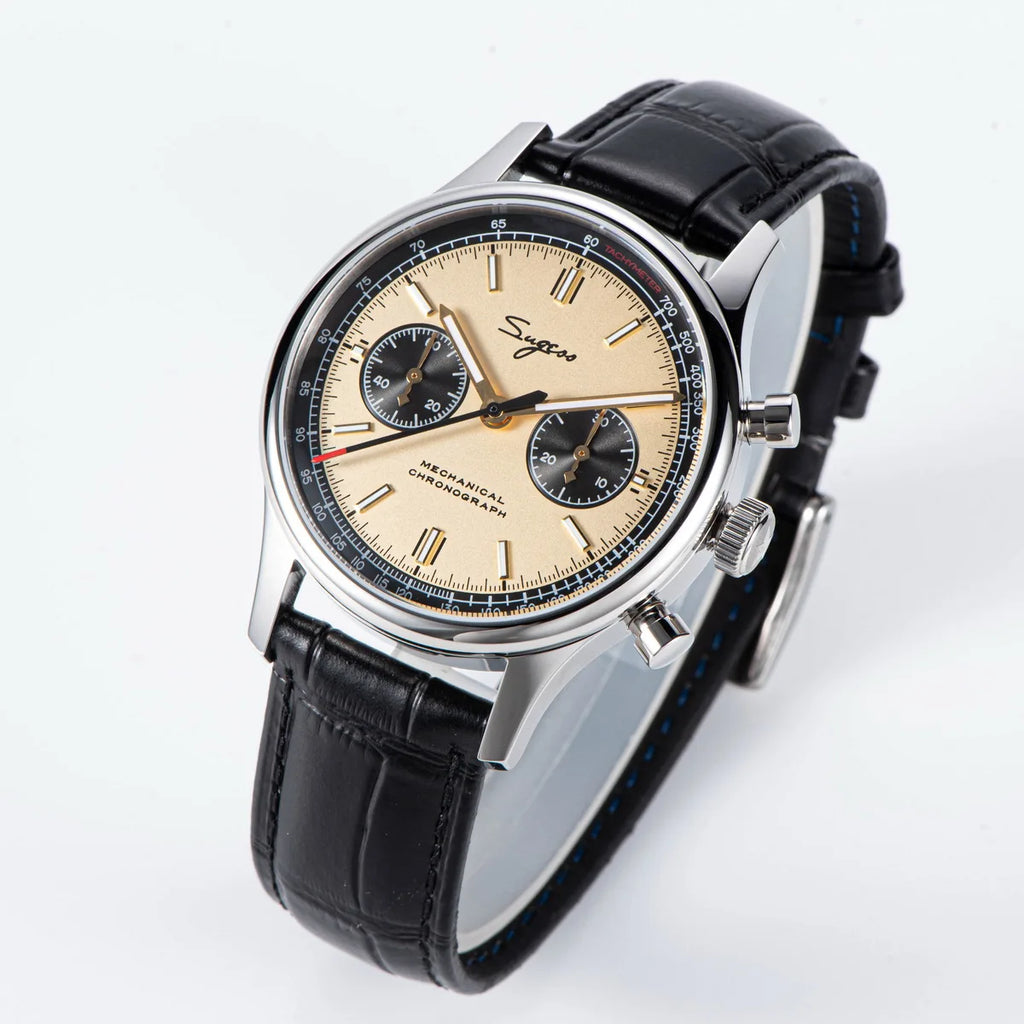 Sugess 1963 Mechanical Chronograph Watch – Sapphire Pilot Style for Men