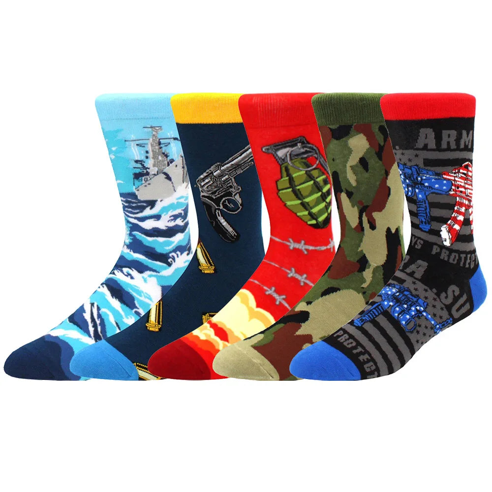 Cotton Novelty Crew Socks – Colorful Animal Print for Casual Halloween Wear