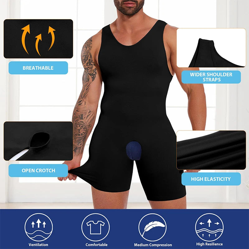 Men Full Body Shapewear – Compression Bodysuit for Tummy Control