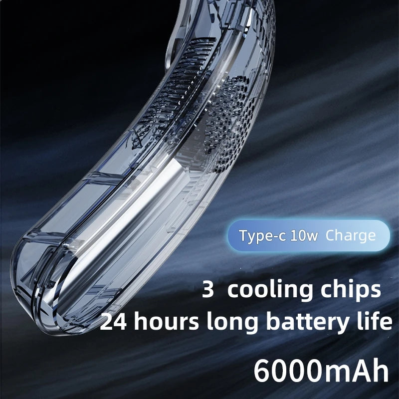 Portable Neck Fan – 6000mAh Wearable Air Conditioner for Outdoor Summer Cooling