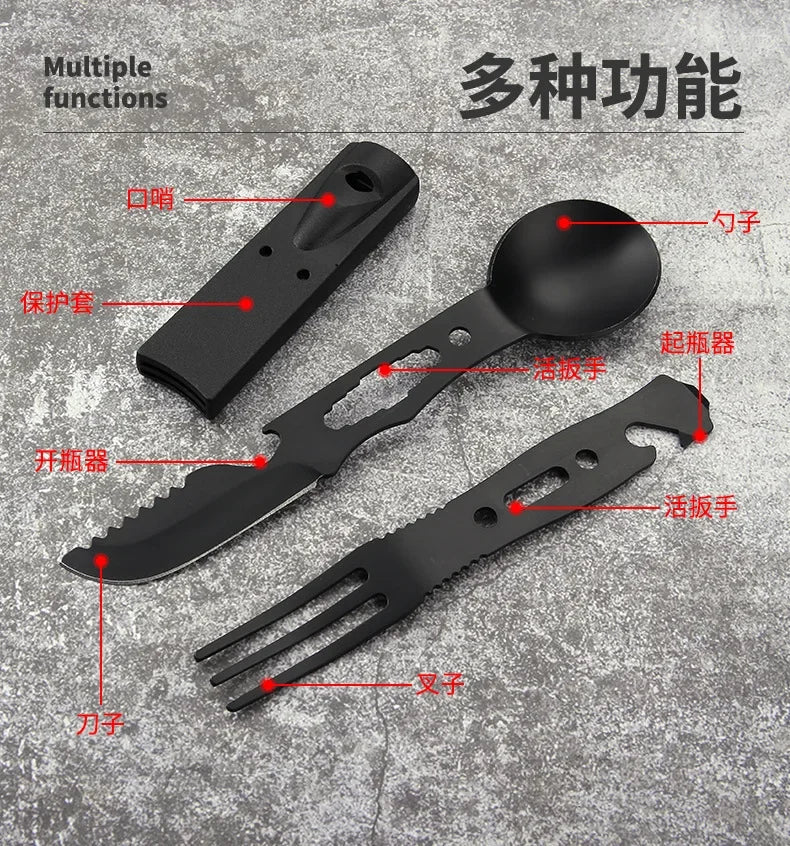 Stainless Steel Camping Knife Set – Multi-functional Cutlery for Outdoor Survival