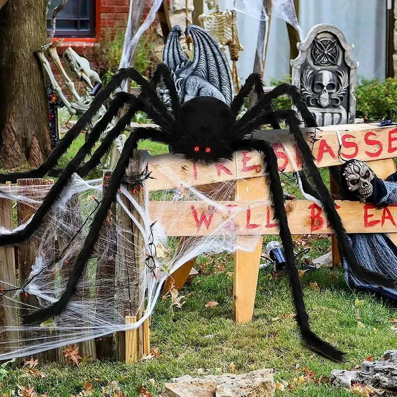 Giant Plush Spider Decoration – 30-200cm Horror Prop for Halloween Party
