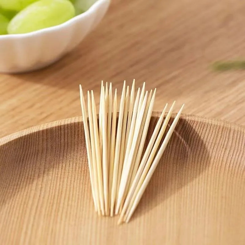 Natural Bamboo Double-Headed Toothpicks – Portable Dental Floss for Home Travel