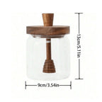 Glass Honey Dispenser – Wide Mouth Jar with Dipper for Syrup Storage