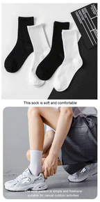 Cotton Crew Socks – Breathable Solid Color for Men Casual Streetwear
