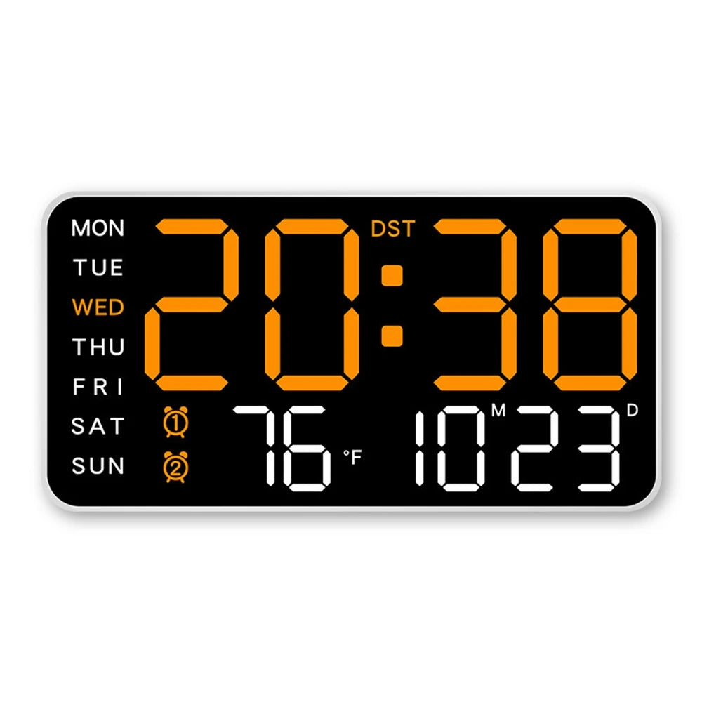 LED Digital Wall Clock – Temperature and Date Display for Home Office
