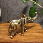 Antique Brass Elephant Figurine – Miniature Animal Ornament for Home Decor