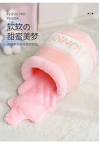 Semi-Closed Cat Bed – Soft Warm Plush Kennel for Winter Pet Comfort