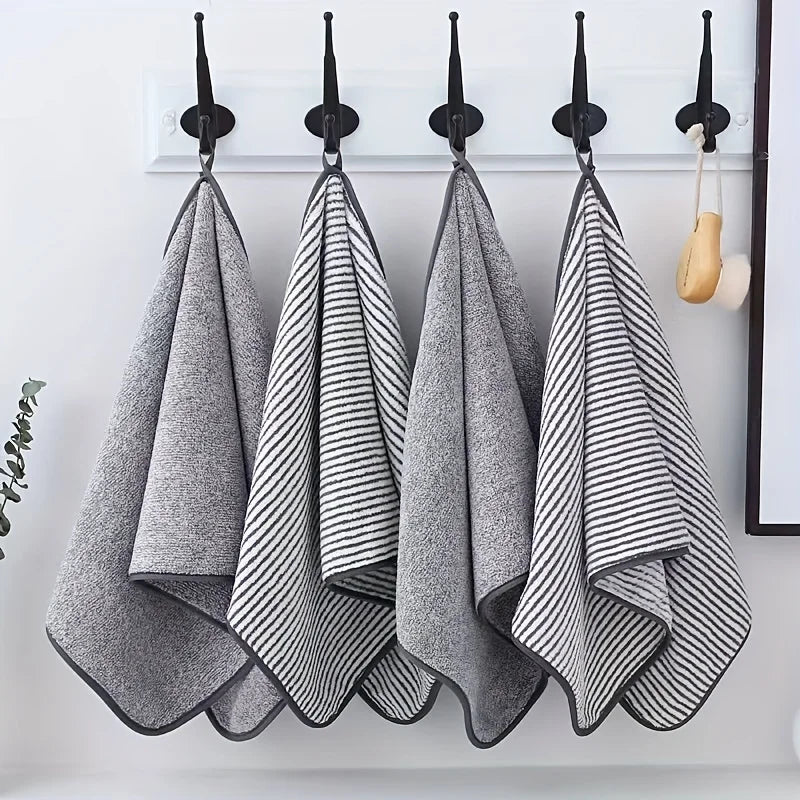 Striped Bamboo Hand Towel – Absorbent Soft Bathing Cloth for Home Bathroom 35x75cm