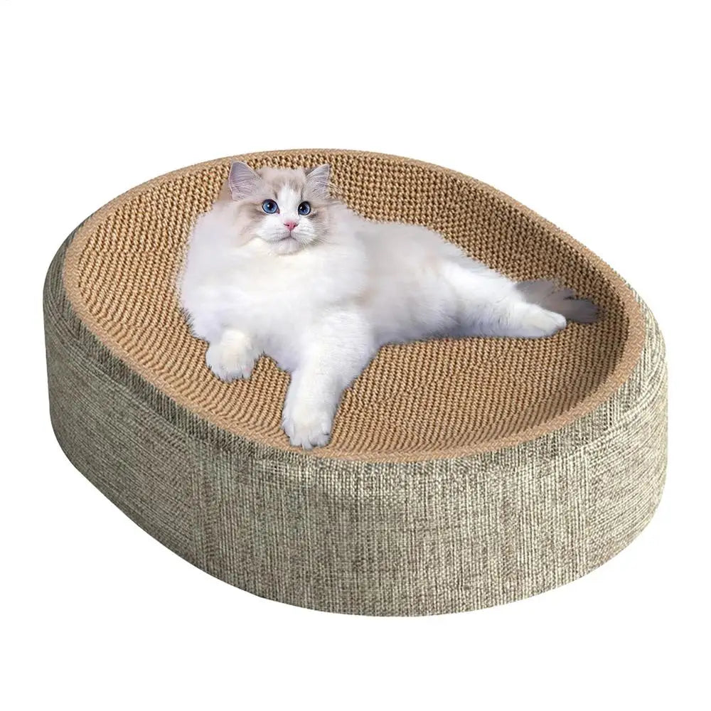 Oval Sisal Cat Scratching Bed – Wear-Resistant Pet Sleeping Mat for Cats