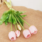 Silicone Real Touch Tulip Bouquet – Artificial Five-Head Flower for Home Decor