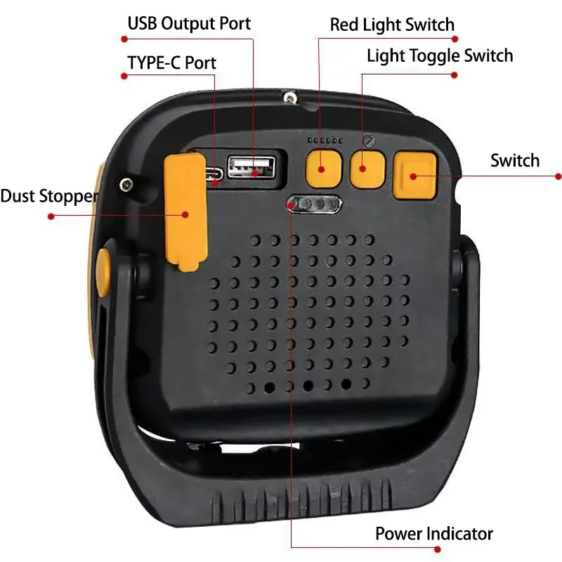 Rechargeable LED Spotlight Lantern – Magnetic Work Light for Outdoor Camping