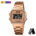 Retro LED Digital Watch – Stainless Steel Wristwatch for Men