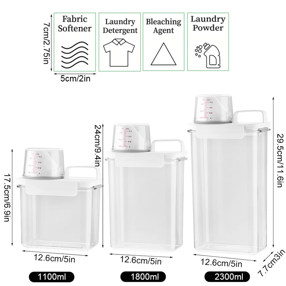 Refillable Laundry Dispenser – Multi-Size Storage Tank for Detergent Powder