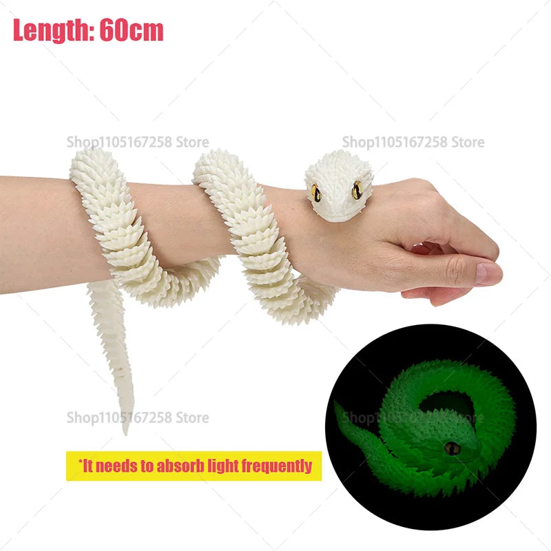 60cm 3D Printed Articulated Snake – Luminous Realistic Desktop Ornament