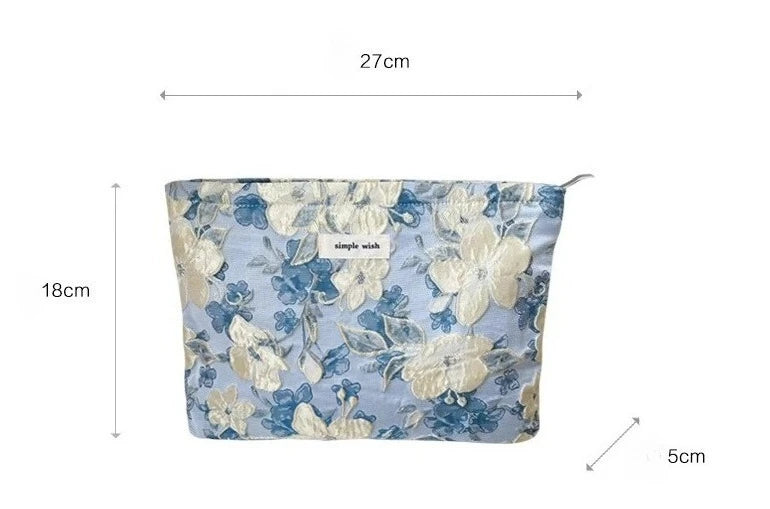 Floral Print Cosmetic Bag – Zippered Makeup Pouch for Travel Essentials