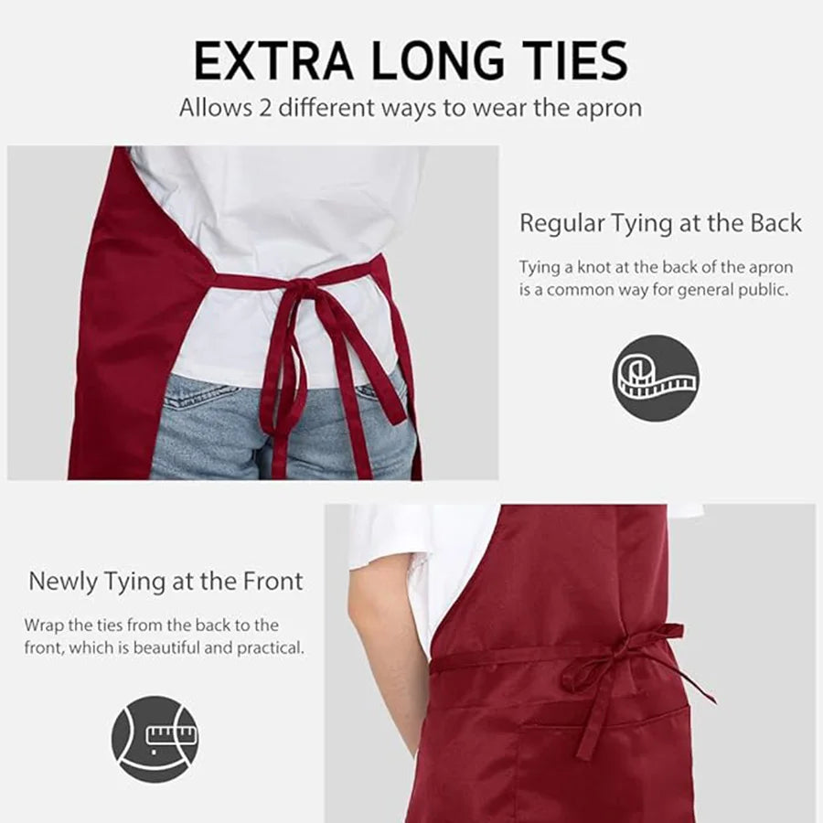 Adjustable Solid Color Apron Set – Kitchen Chef Bib for Men and Women
