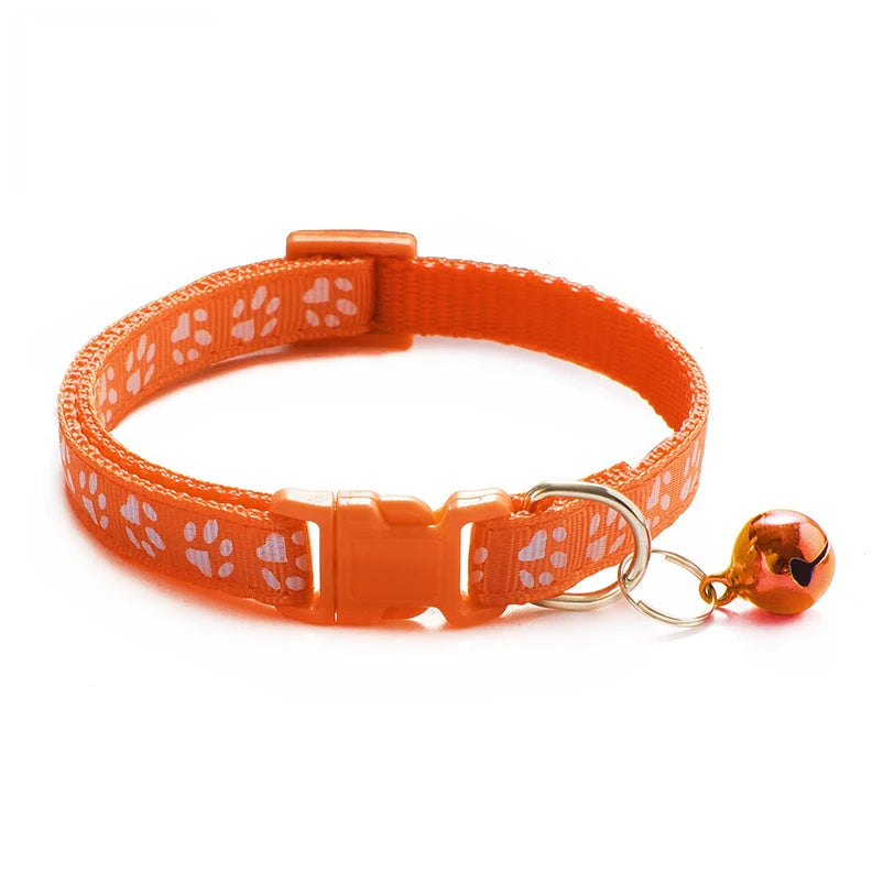 Printed Bell Pet Collar – Adjustable Safety Necklace for Cats and Small Dogs