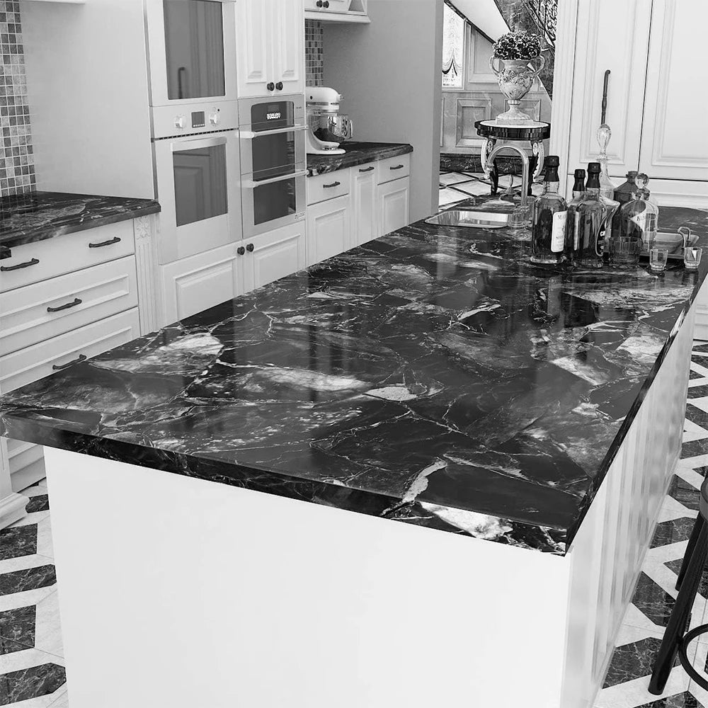 Self-Adhesive Marble Wallpaper – PVC Waterproof Film for Kitchen Renovation