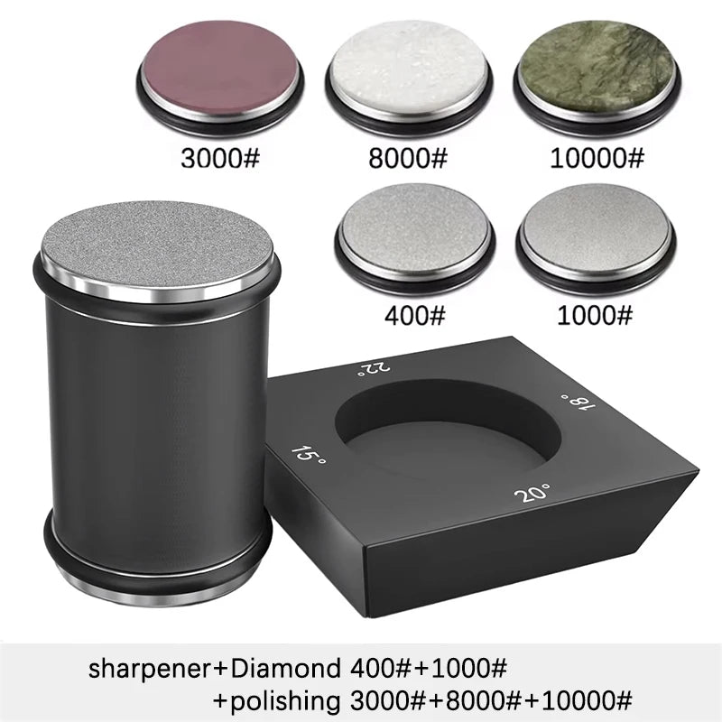 Rolling Knife Sharpener – Diamond Whetstone Kit for Straight Edge Blades