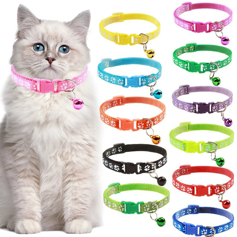 Printed Bell Pet Collar – Adjustable Safety Necklace for Cats and Small Dogs
