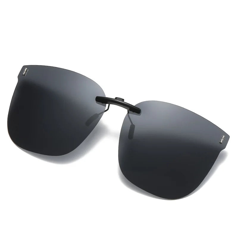 Polarized Flip-Up Square Sunglasses – Aluminum Clip-On for Myopia Glasses