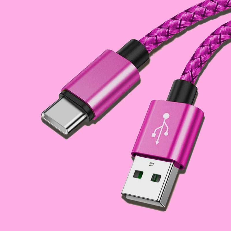 Braided Nylon USB-C Charging Cable – Fast Data Sync for Android and iPhone
