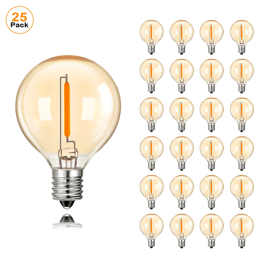 G40 Gold Tint LED Filament Bulbs – Dimmable Glass Globe for Outdoor Decor