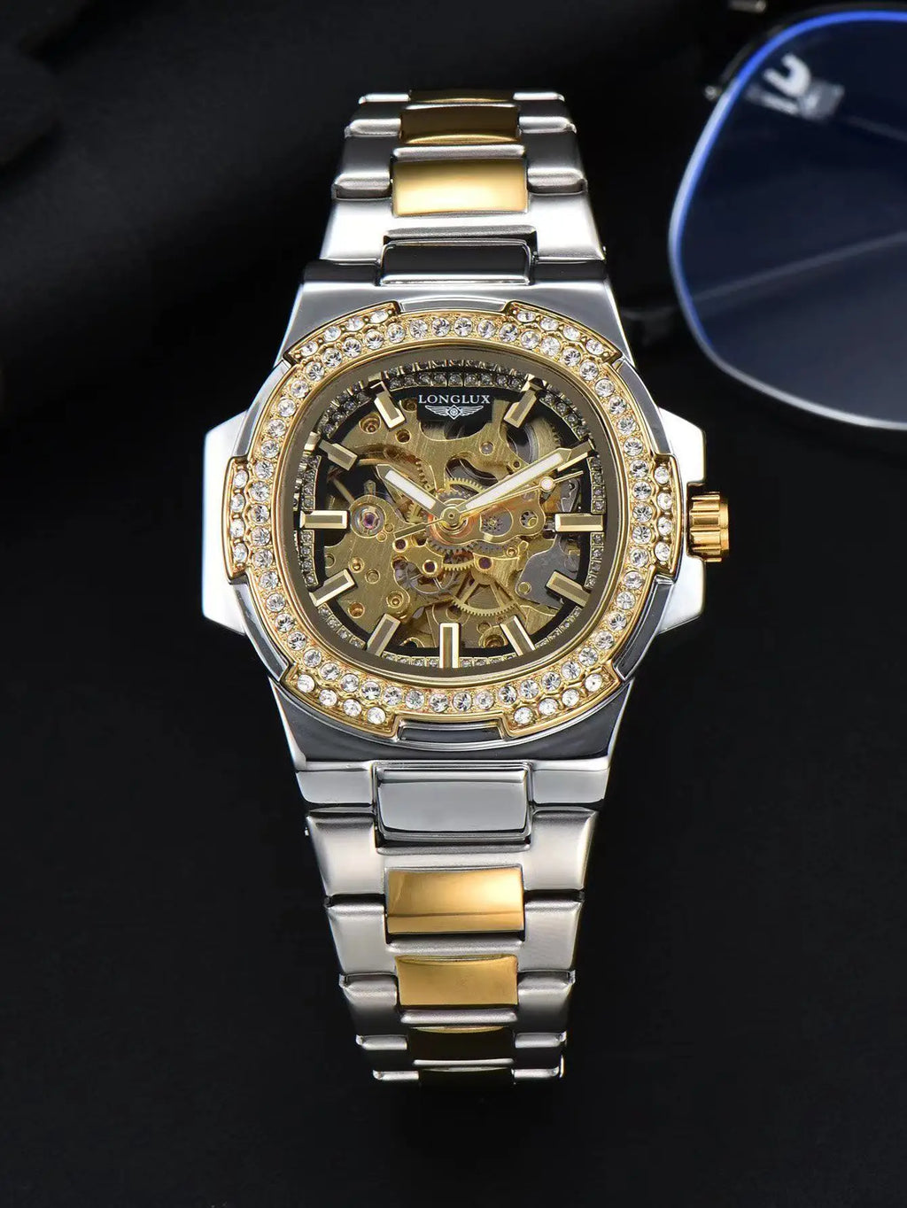 Skeleton Automatic Watch – Luxury Stainless Steel Diamond for Men