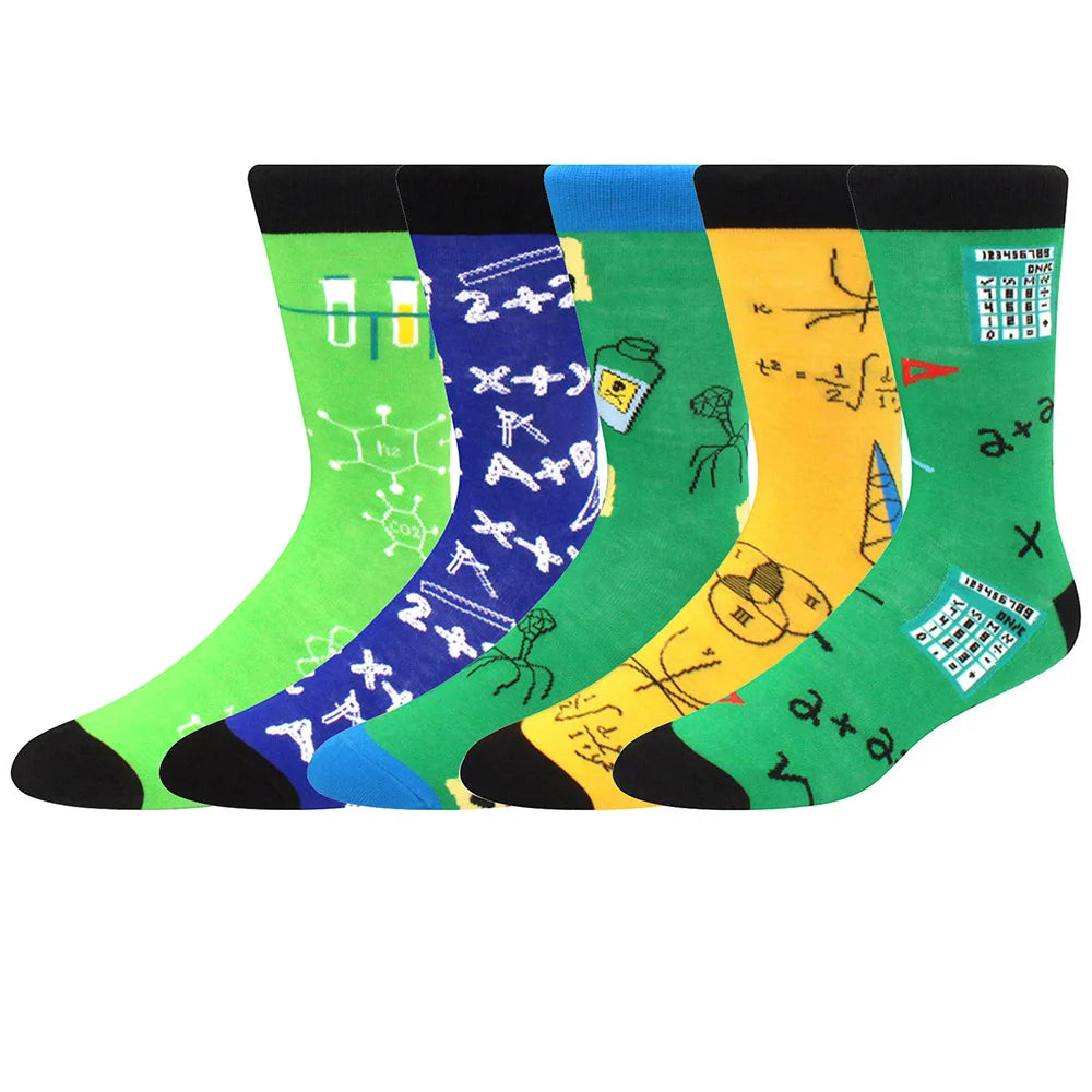 Combed Cotton Crew Socks – Novelty Patterned Casual Apparel for Men and Women