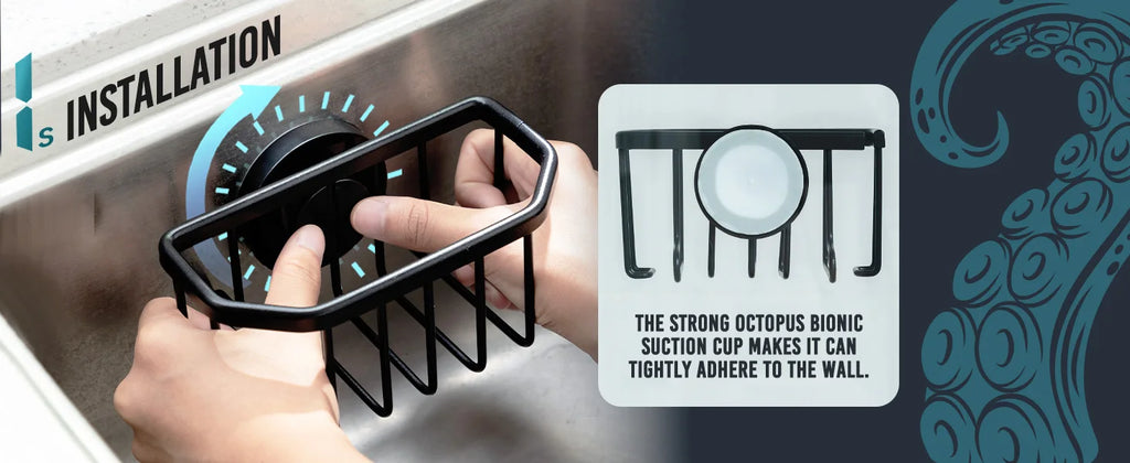 Rustproof Aluminum Sponge Holder – Suction Cup Caddy for Kitchen Sink