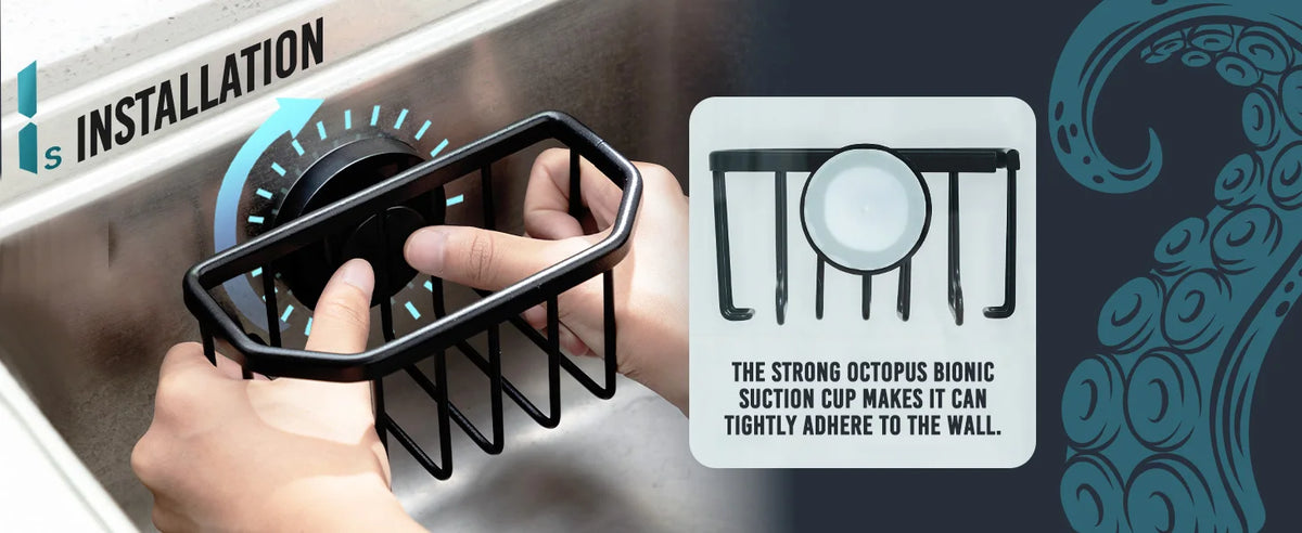 Rustproof Aluminum Sponge Holder – Suction Cup Caddy for Kitchen Sink