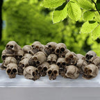 Miniature Skull Head Sculptures – Gothic Resin Decor for Halloween Gardens
