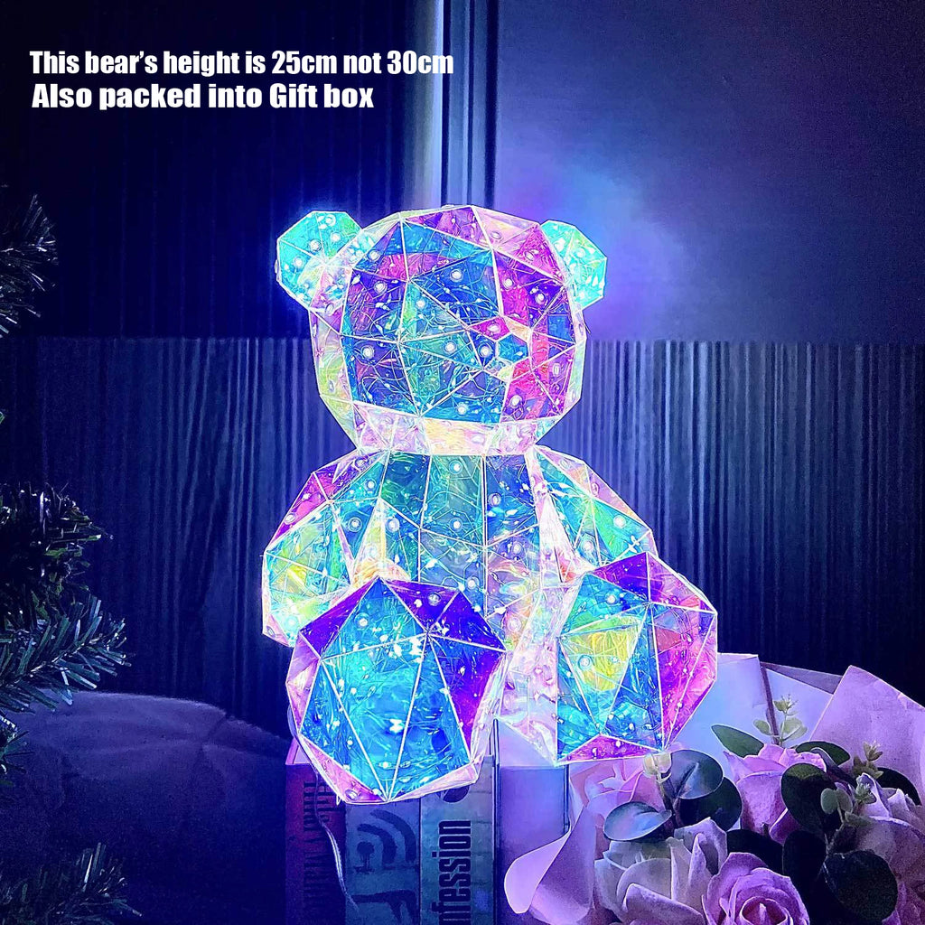LED Teddy Bear Night Light – 30cm Colorful Plush Gift for Bedroom Decor